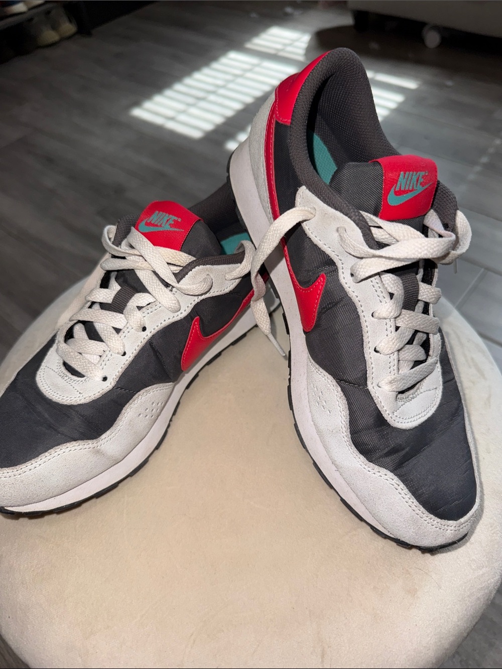 Nike Gray, White & Red Low-Top Sneakers